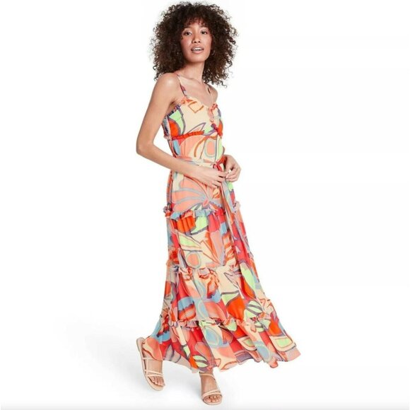 Alexis Target Mixed Floral Sleeveless Tiered Long Maxi Multicolor Dress Size XS - Picture 1 of 10